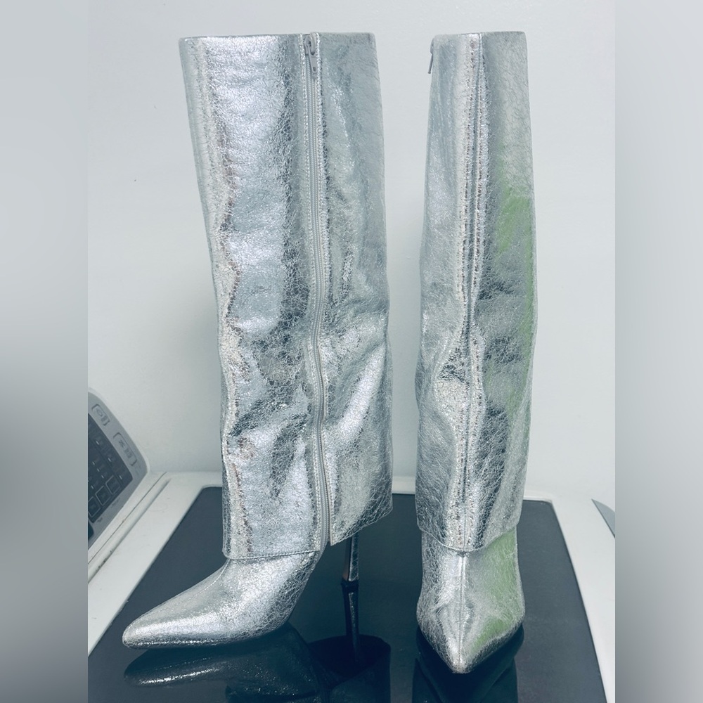 Silver Women's Knee-High Boots